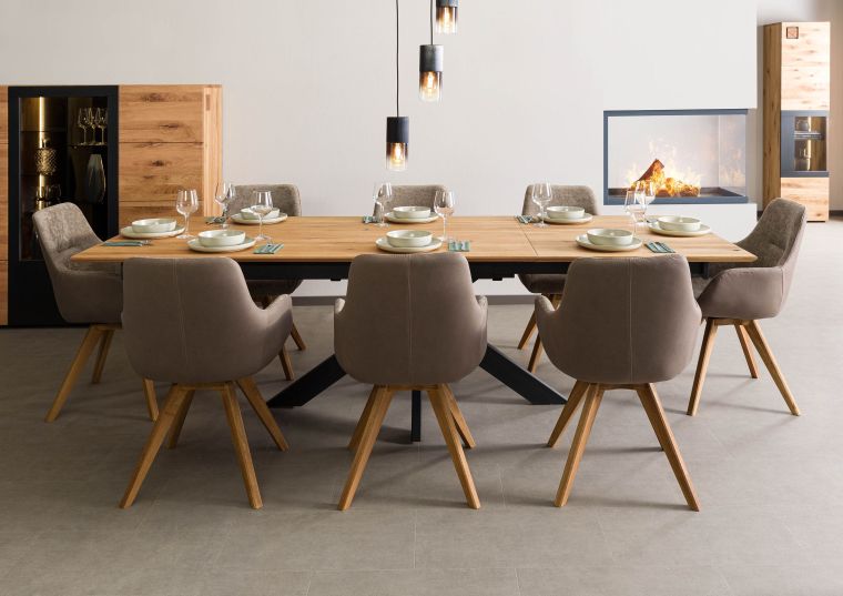 Esstisch Massivholztisch 200/285 cm Wildeiche ausziehbar -Paris