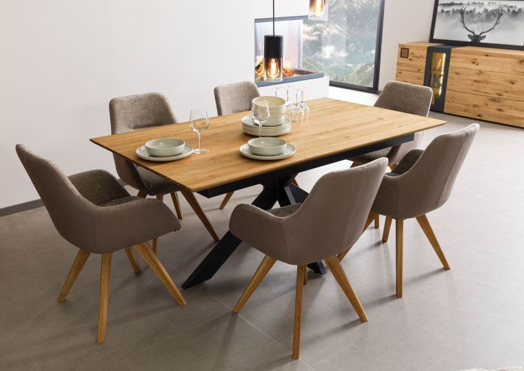 Esstisch Massivholztisch 200/285 cm Wildeiche ausziehbar -Paris