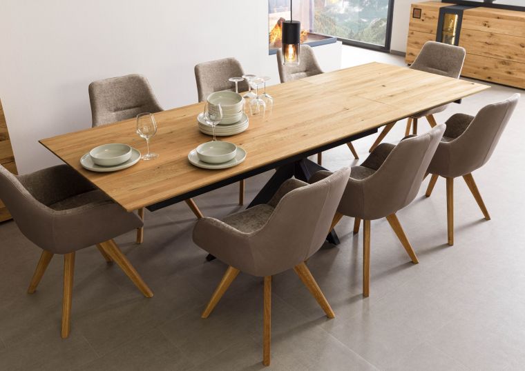 Esstisch Massivholztisch 200/285 cm Wildeiche ausziehbar -Paris