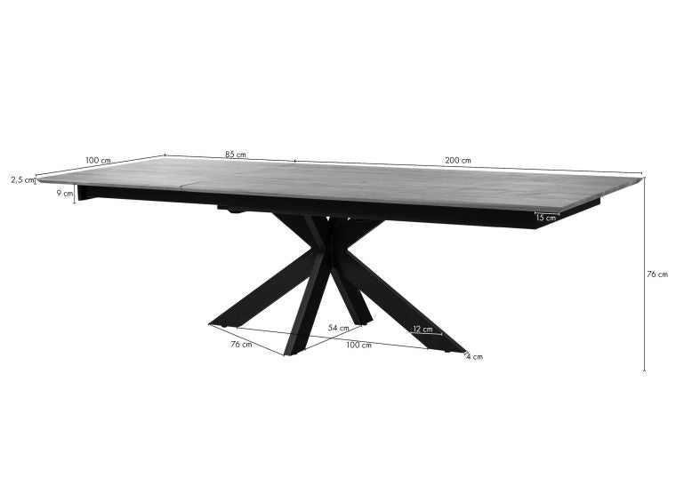 Esstisch Massivholztisch 200/285 cm Wildeiche ausziehbar -Paris