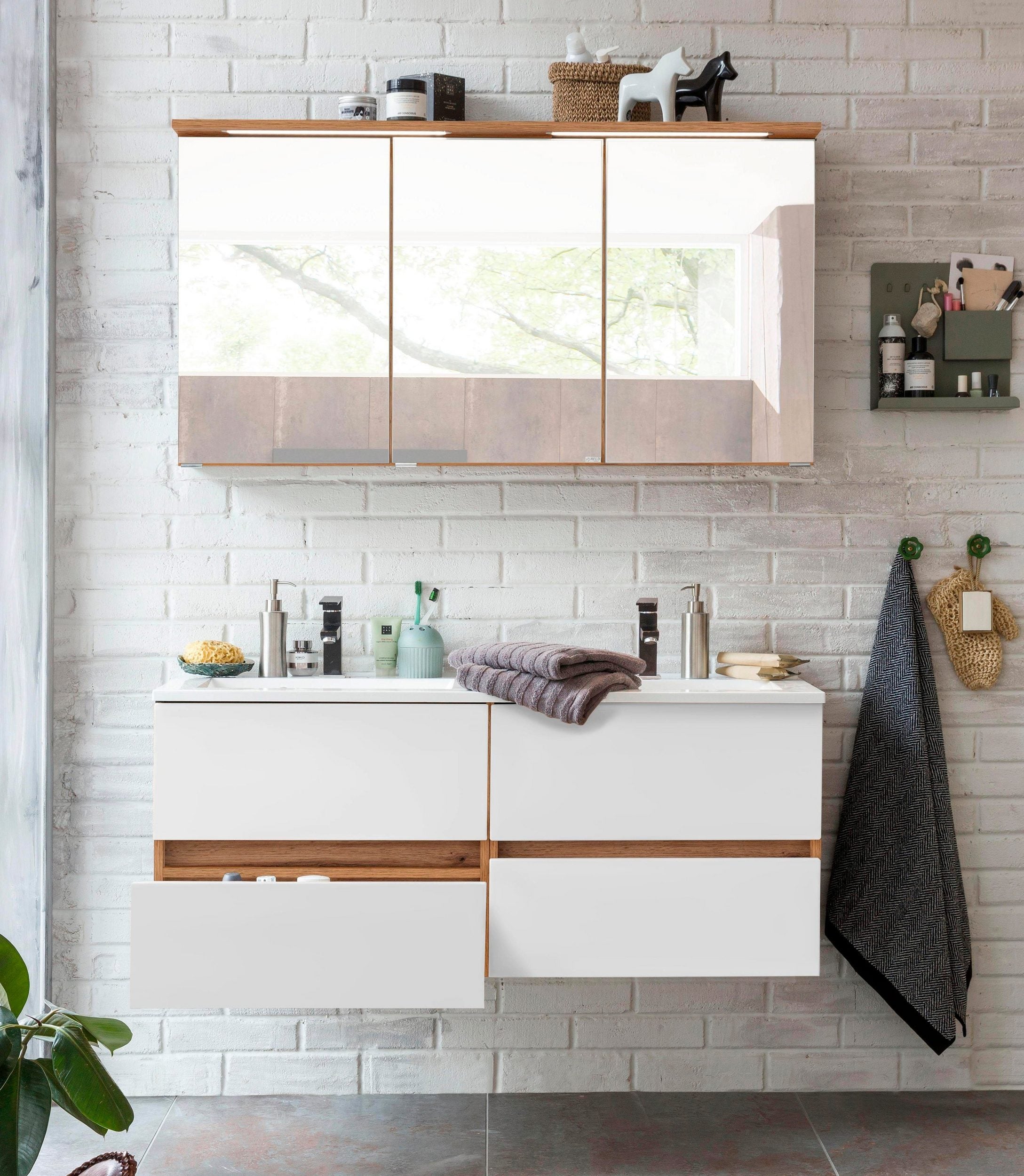 Badezimmermöbel-Set – 120cm Waschtisch & Spiegelschrank