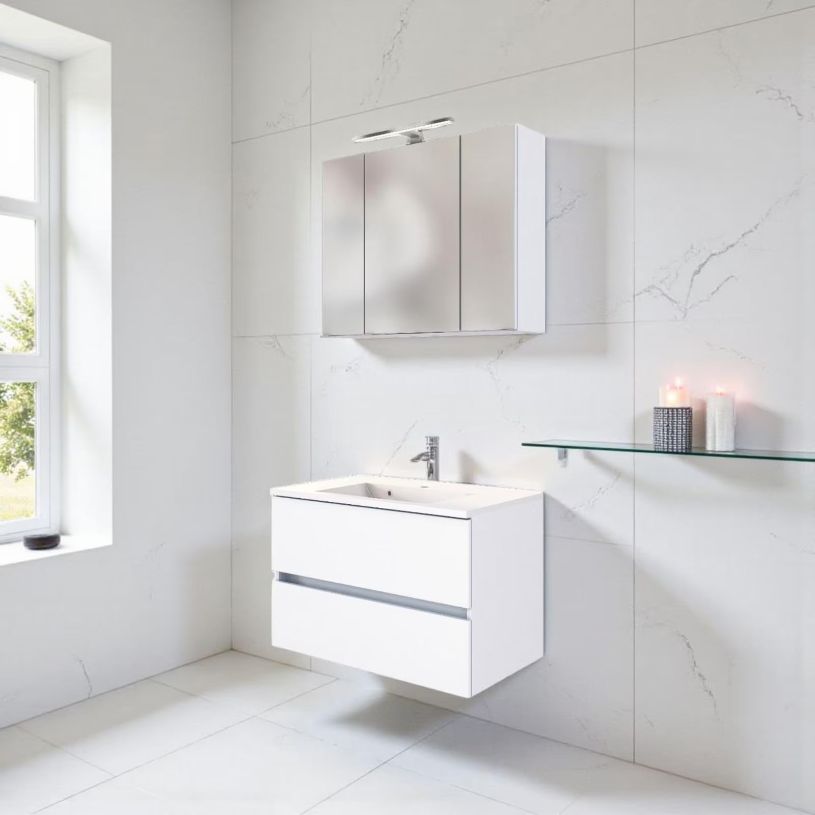 Badmöbel-Set Paris (Set, 2-St), Breite 80 cm, Softclose-Funktion