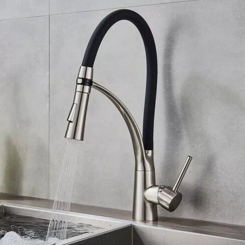 Küchenarmatur Edelstahl Schwarz Wasserhahn Einhand Ausziehbar mit Brause