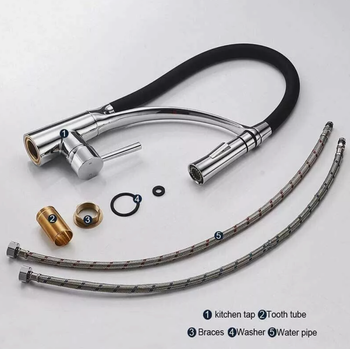 Küchenarmatur Edelstahl Schwarz Wasserhahn Einhand Ausziehbar mit Brause