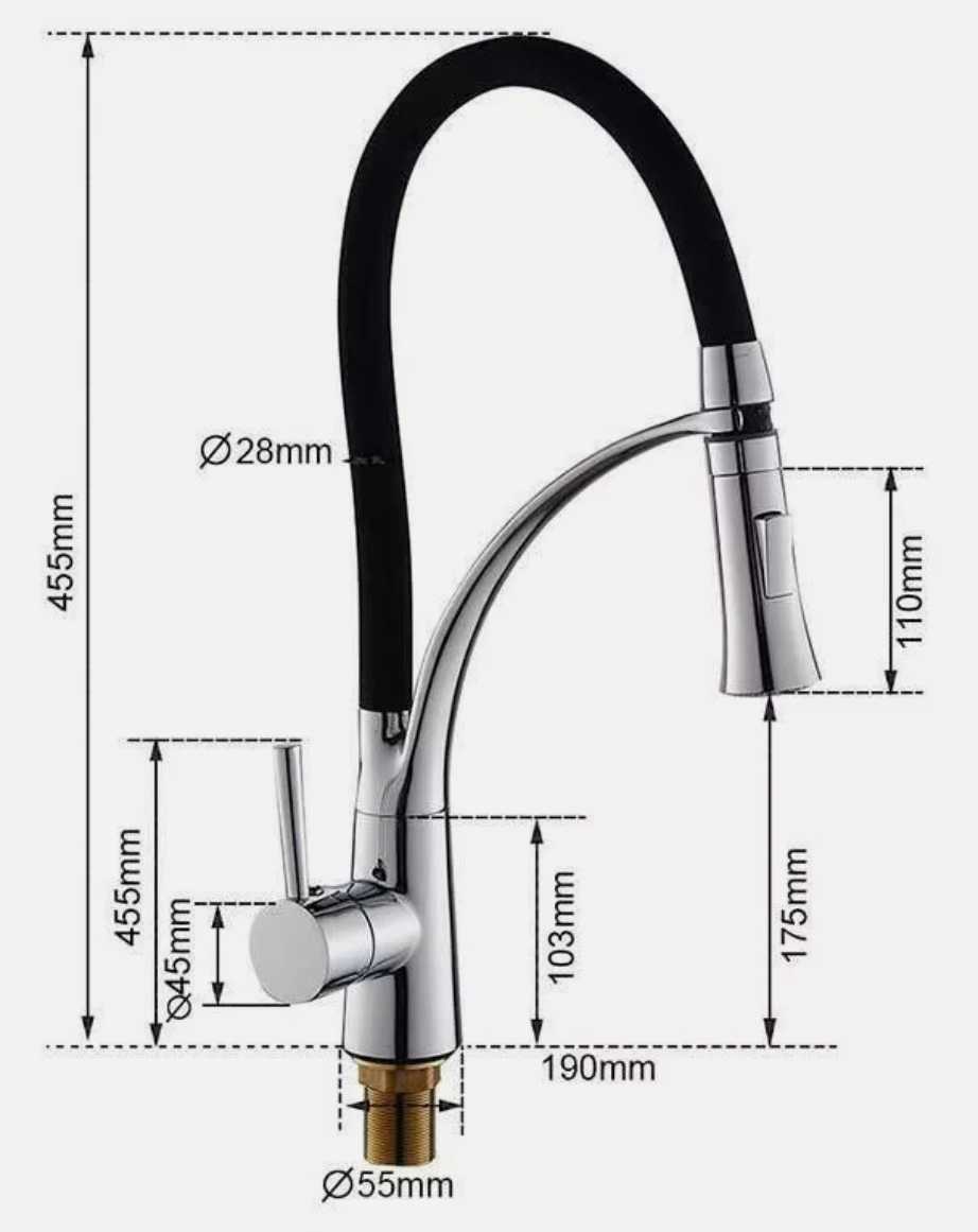 Küchenarmatur Edelstahl Schwarz Wasserhahn Einhand Ausziehbar mit Brause