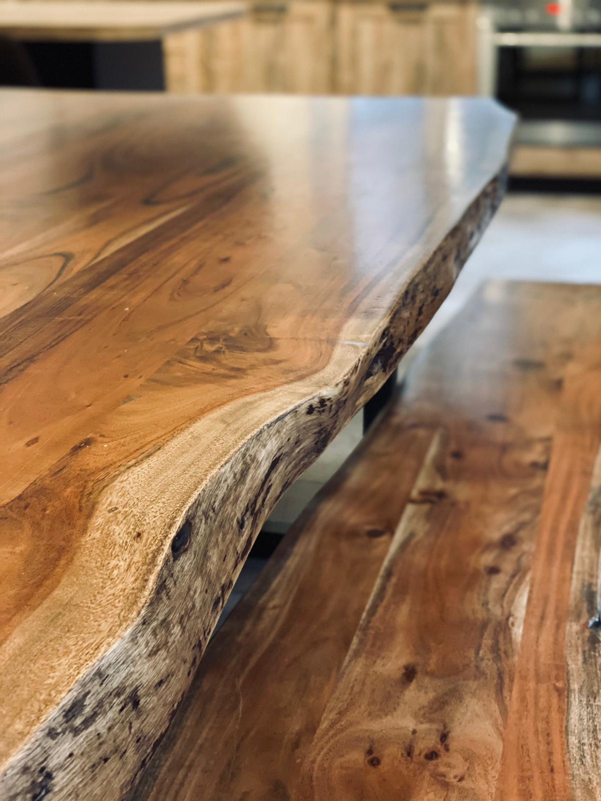 Esstisch Tisch Massivholz Baumkante Akazie 140/160/180/200/220/240/ U Gestell