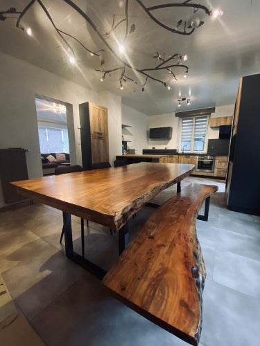 Esstisch Tisch Massivholz Baumkante Akazie 140/160/180/200/220/240/ U Gestell