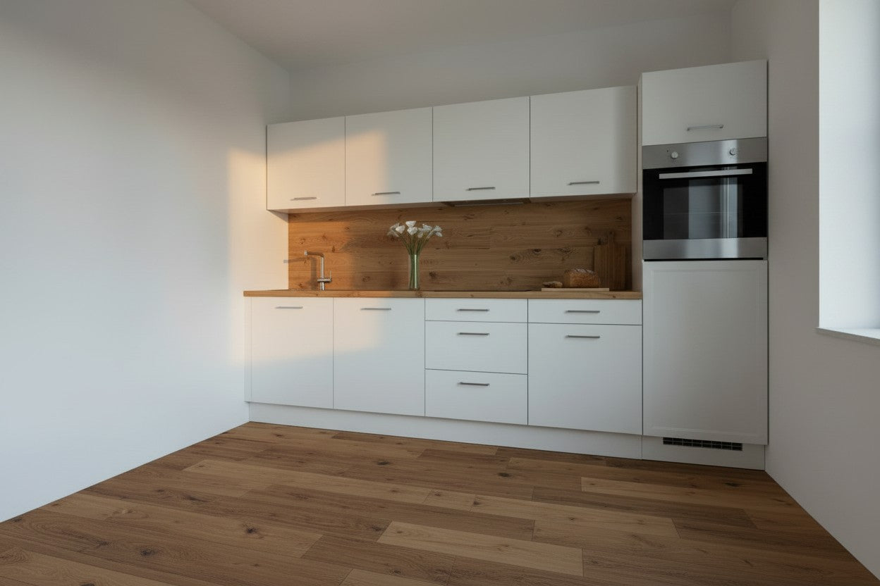 Moderne Einbauküche 300 cm – grau Matt – ohne Elektrogeräte