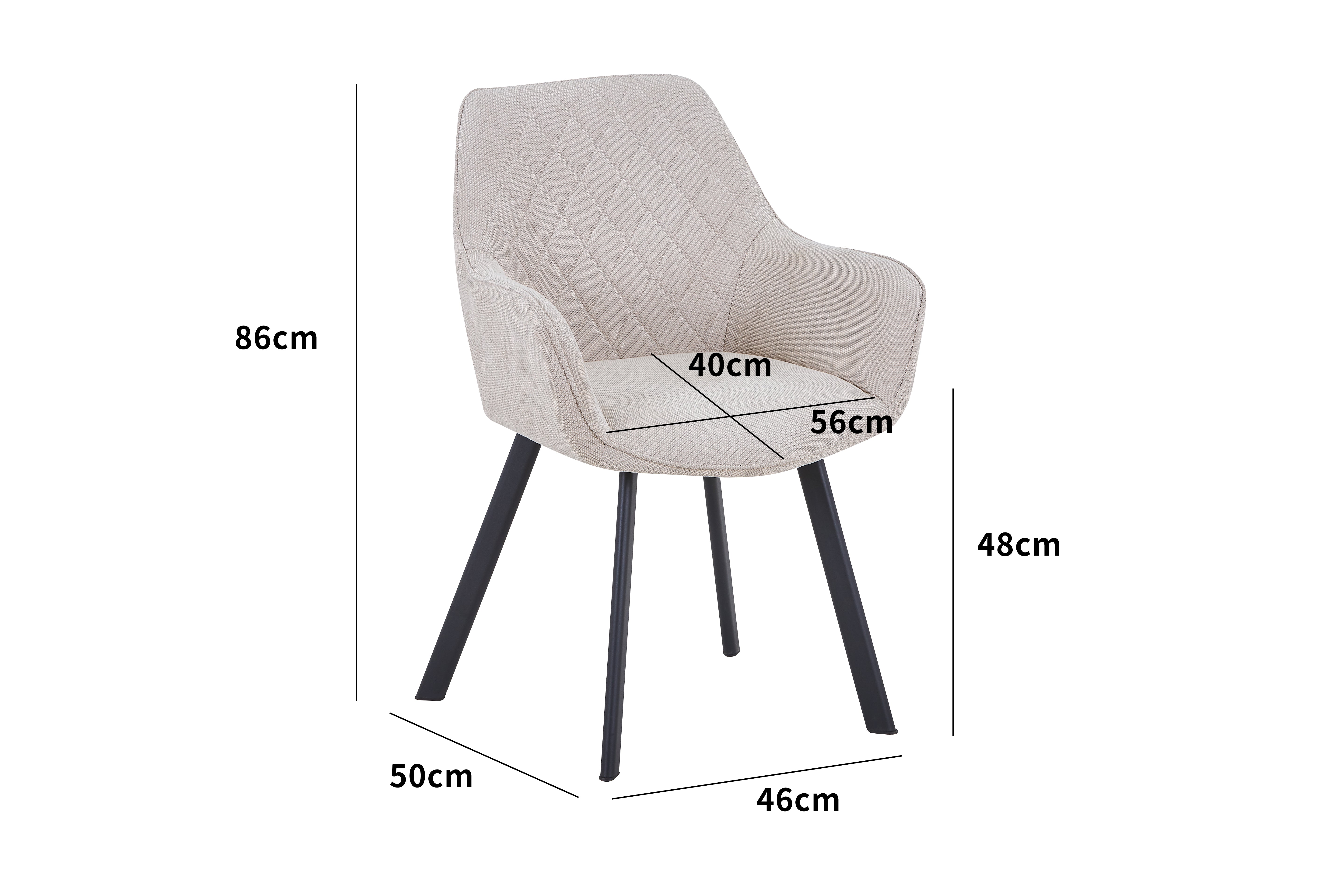 Moderner Polsterstuhl Esszimmerstuhl mit Armlehnen – Stoff Beige