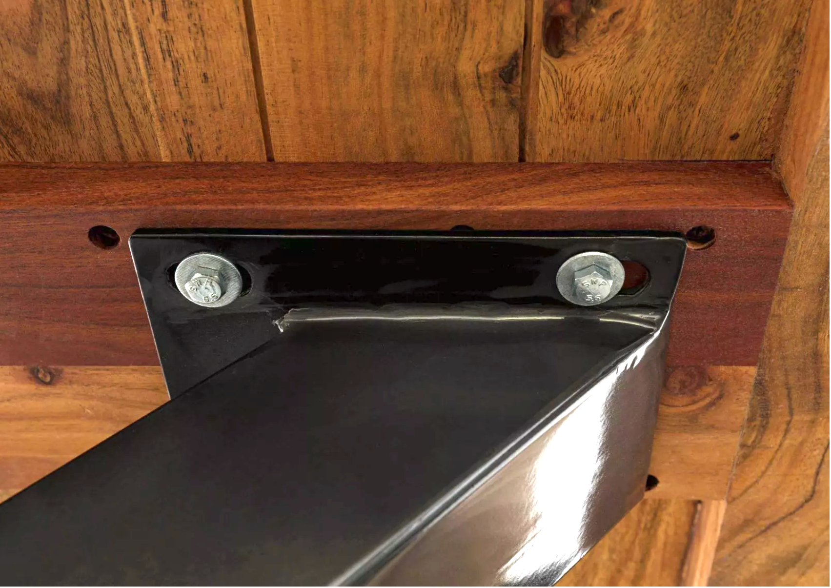 Baumtisch Akazie natur 240 cm mit X-Beinen in Anthrazit