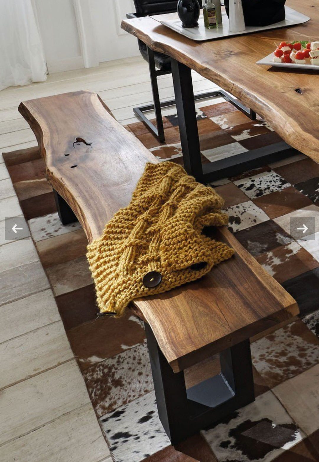 Bank Massiv Akazie 140/160/180/200/220cm Massiv Holz Baumkante