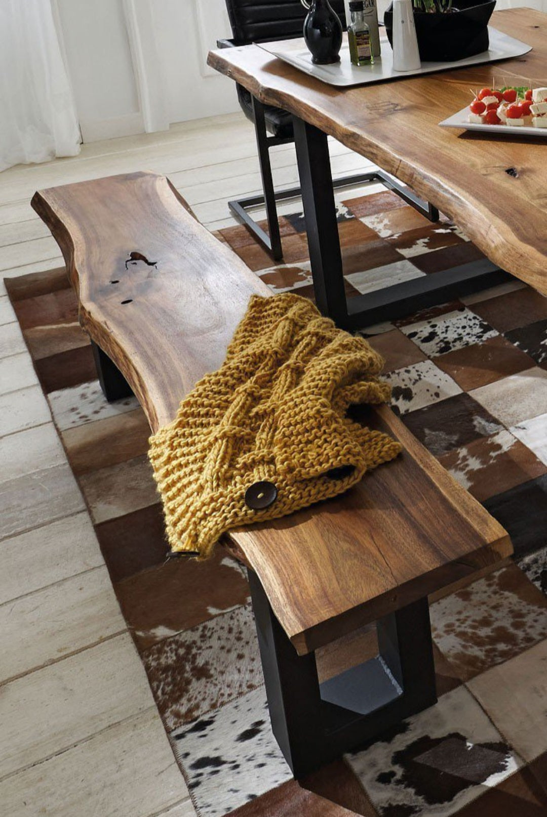 Bank Massiv Akazie 140/160/180/200/220cm Massiv Holz Baumkante