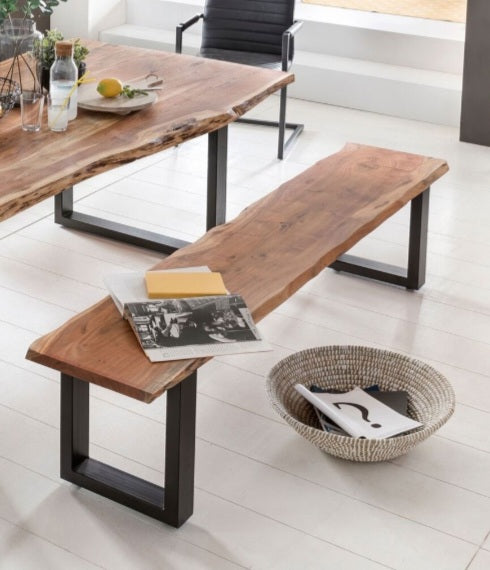 Bank Massiv Akazie 140/160/180/200/220cm Massiv Holz Baumkante