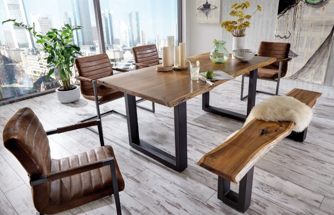 Bank Massiv Akazie 140/160/180/200/220cm Massiv Holz Baumkante