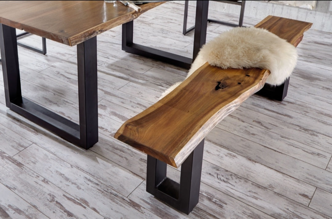 Bank Massiv Akazie 140/160/180/200/220cm Massiv Holz Baumkante