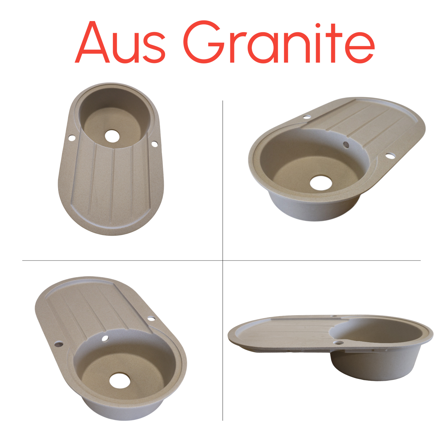 Granit-Spülbecken / Einbaubecken 86x50 cm – Beige