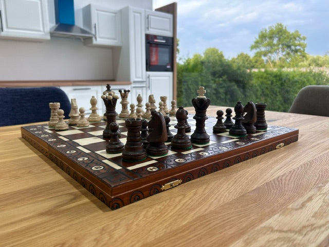 Schach Edles Schachspiel Schachbrett 52 x 52 cm Handarbeit Holz