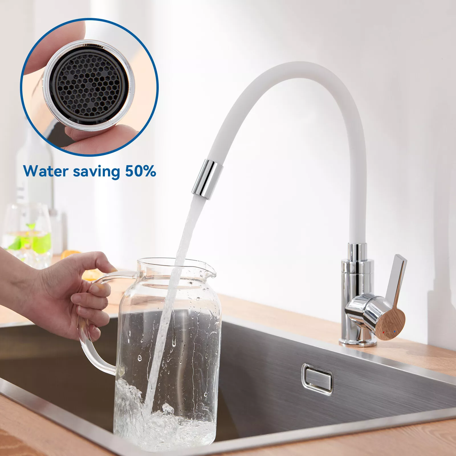 Küchenarmatur Weiß Wasserhahn Küche Mischbatterie