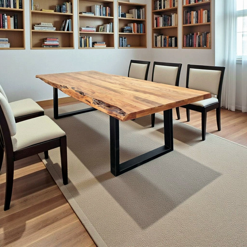 Esstische aus Akazie Massivholz – mit Baumkante & U-Gestell Schwarz