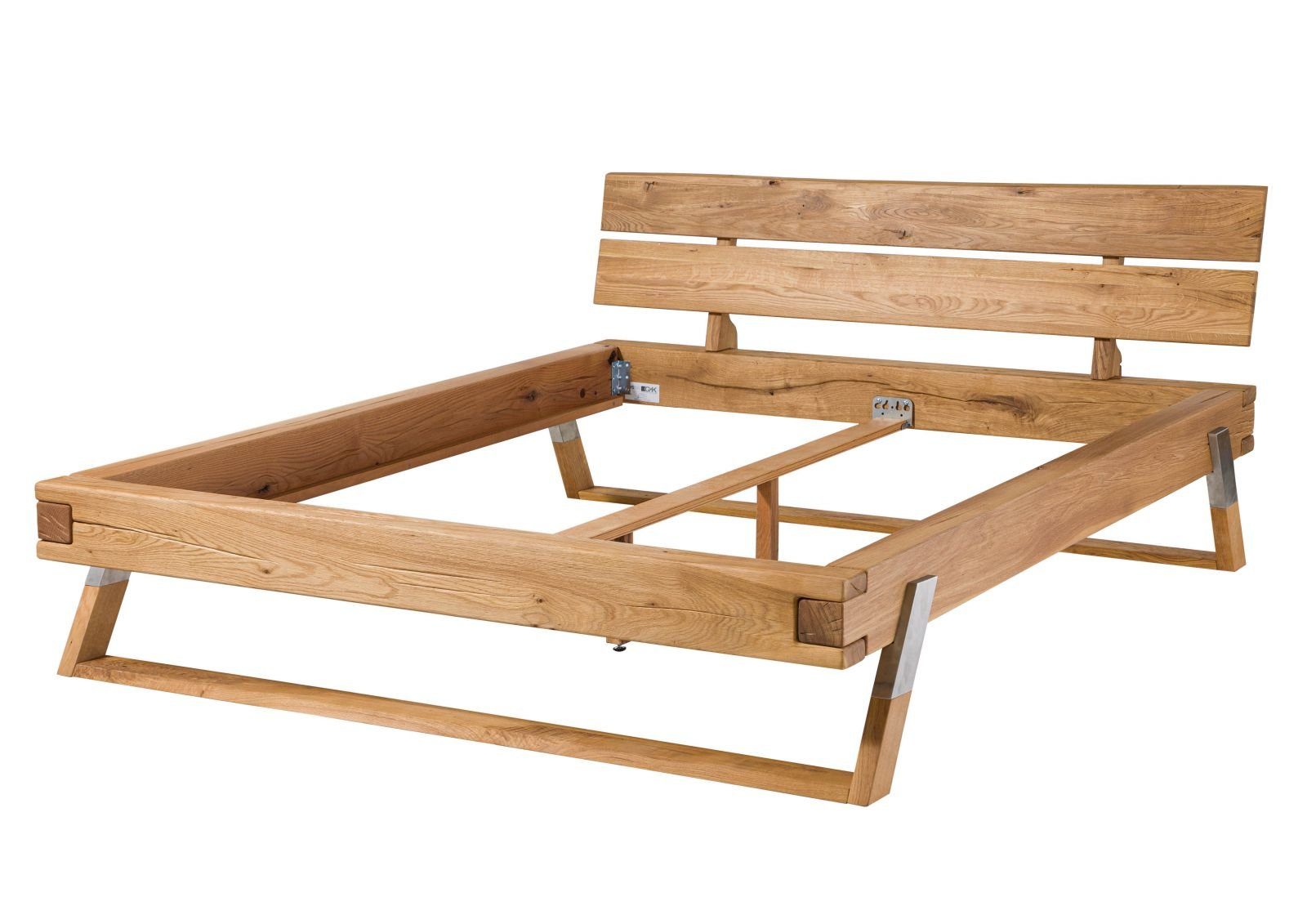 Bett Massivholz Balkenbett 180 × 200 cm – Wildbuche massiv geölt