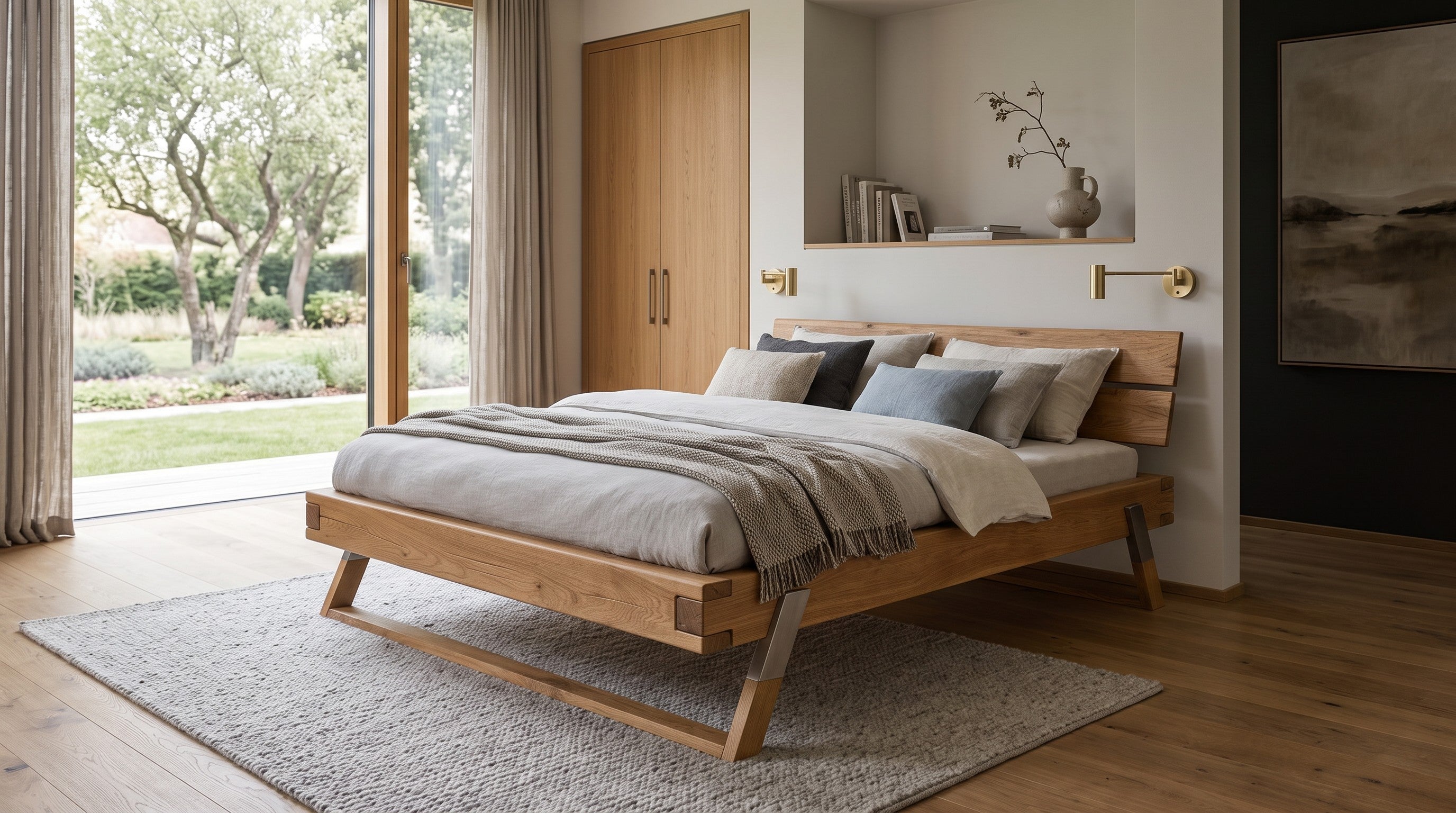 Bett Massivholz Balkenbett 180 × 200 cm – Wildbuche massiv geölt