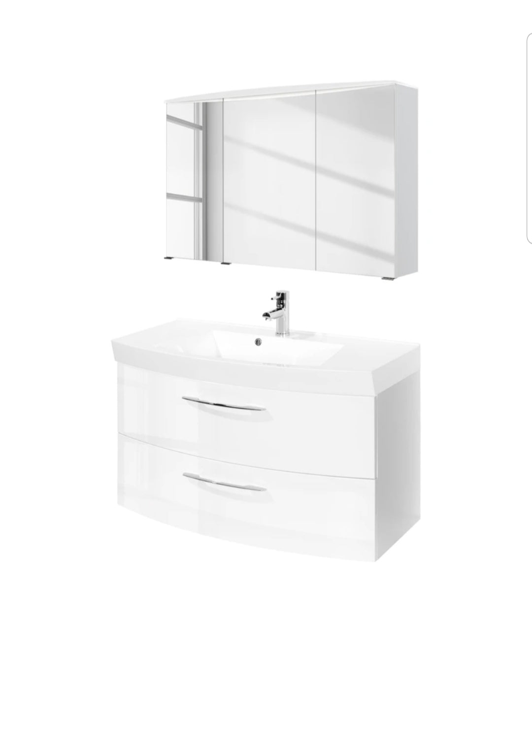 Badmöbel FLORIDA, 2-teilig – Waschtisch-Set mit LED-Spiegel, 100 cm, grau