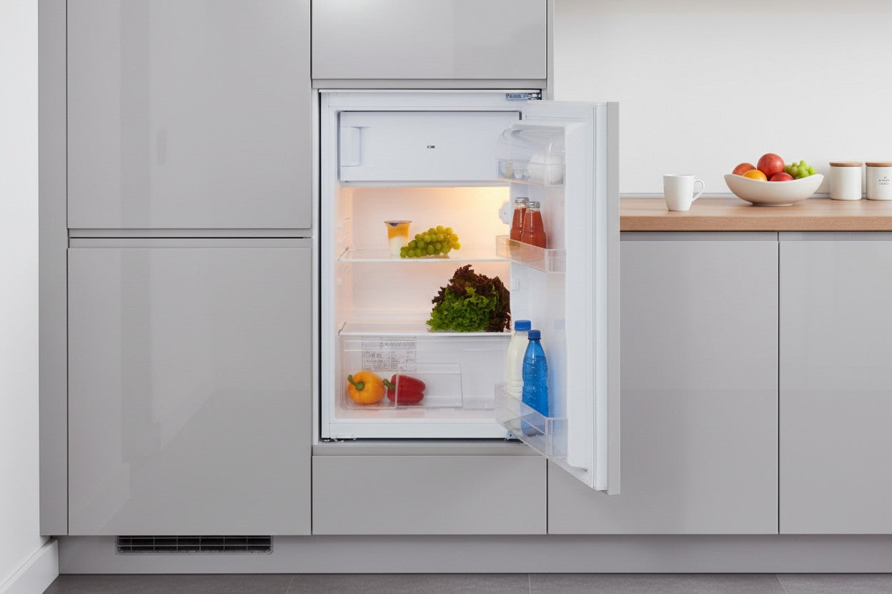 PKM Einbaukühlschrank 118 Liter – 88 cm Nische | Gefrierfach & Schleppscharnier | Simo Möbel