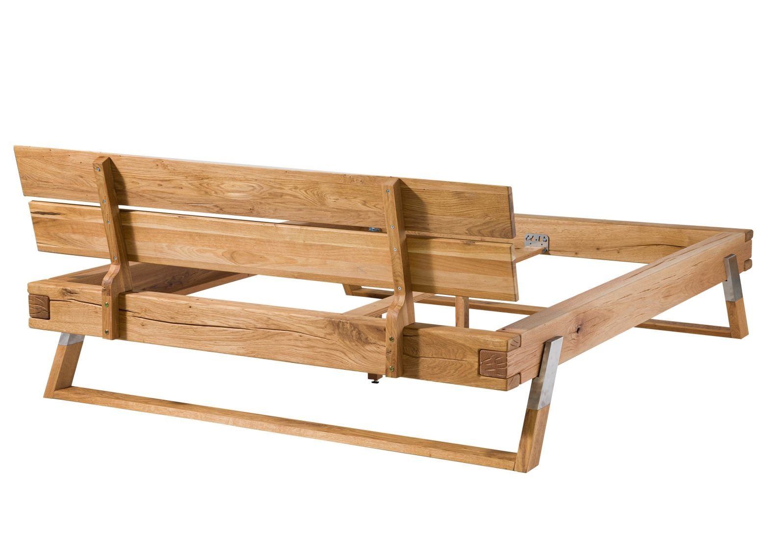 Bett Massivholz Balkenbett 180 × 200 cm – Wildbuche massiv geölt