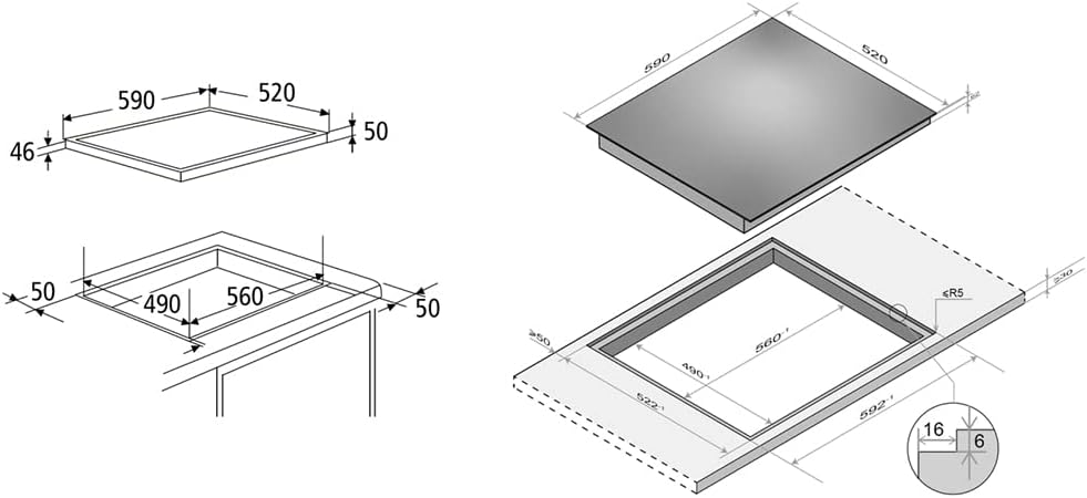 Glaskeramik-Kochfeld – 60 cm – Schwarz –Touch-Control PKM KF4-2KB G Autarkes