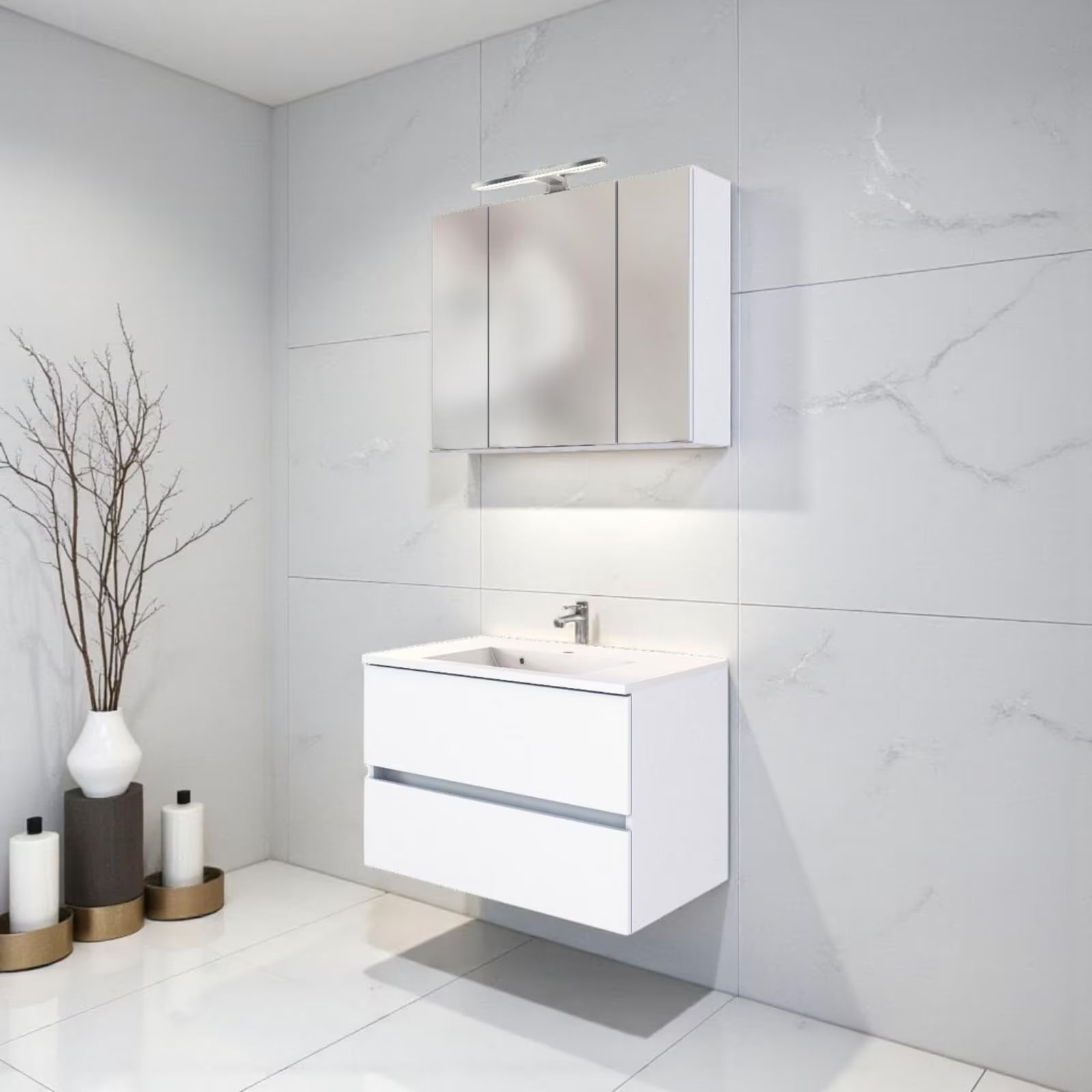 Badmöbel-Set Paris (Set, 2-St), Breite 80 cm, Softclose-Funktion