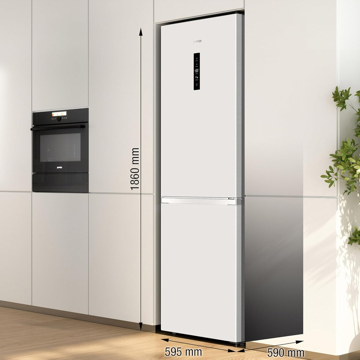 Gorenje N619EAW4 Kühl-Gefrierkombination 300 Liter, NoFrost Plus, FastFreeze, CrispZone mit Feuchteregler, LED-Display, 186 cm, Weiß Kühlschrank