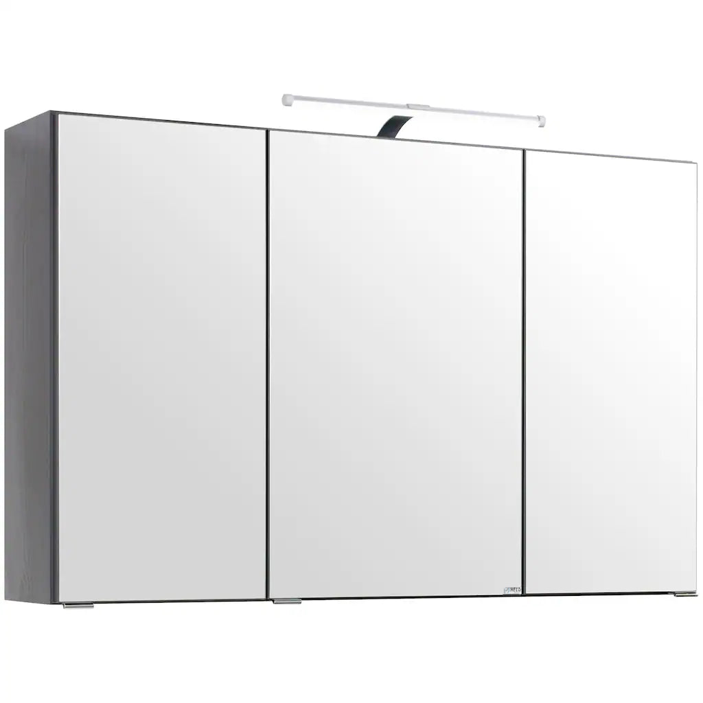Spiegelschrank Farbe wotaneiche  FLORIA – 100 cm – 3 Spiegeltüren – LED-Beleuchtung