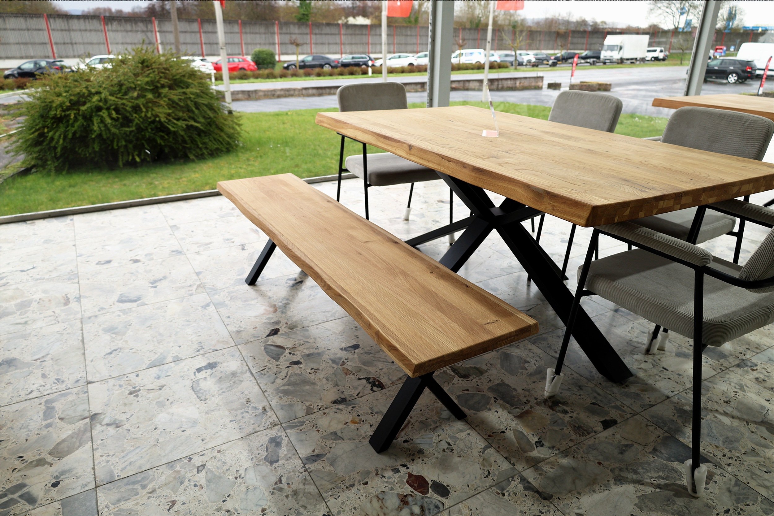 Holzbank Massivholz 160/180/200cm  – Sitzbank mit Baumkante oder Geradekante