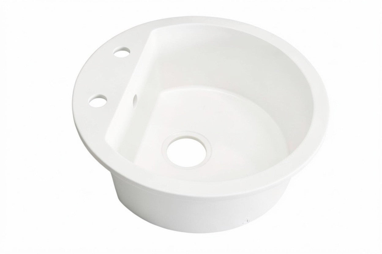 Rundes Granit-Spülbecken 50cm – Weiß | Neuware | Modern & Robust