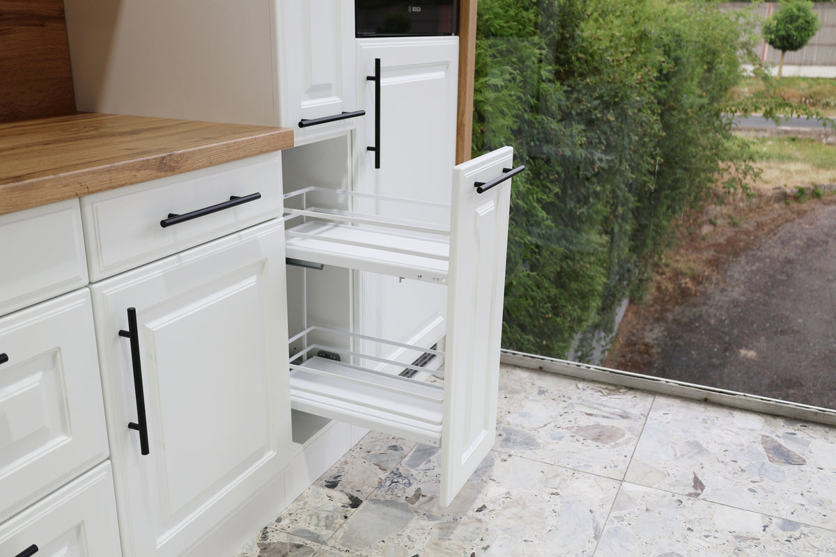 Landhaus Küche ROMA 310 cm – Weiß – Soft-Close &amp; Premium-Auszüge – inkl. 5 Elektrogeräte &amp; Nischenrückwand – Made in Germany
