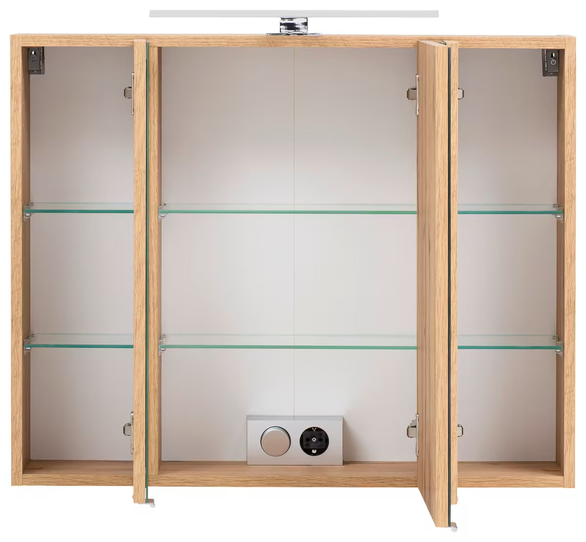 Spiegelschrank Luna 80 cm weiß mit LED – 3 Spiegeltüren