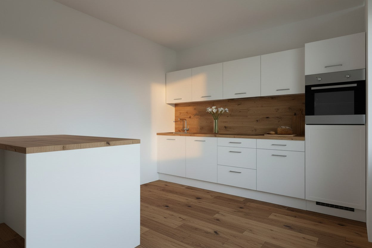 Moderne Einbauküche 300 cm – grau Matt – ohne Elektrogeräte
