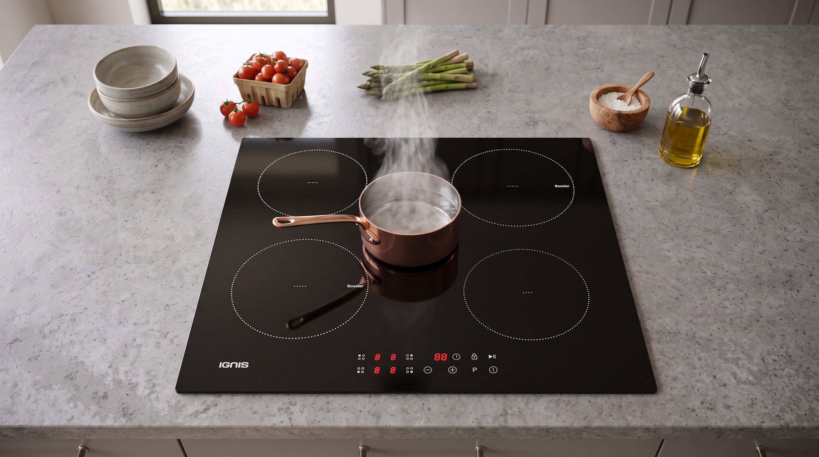 Induktionskochfeld  Touch Control  Ignis / Bauknecht  59 cm Rahmenlos Booster-Funktion
