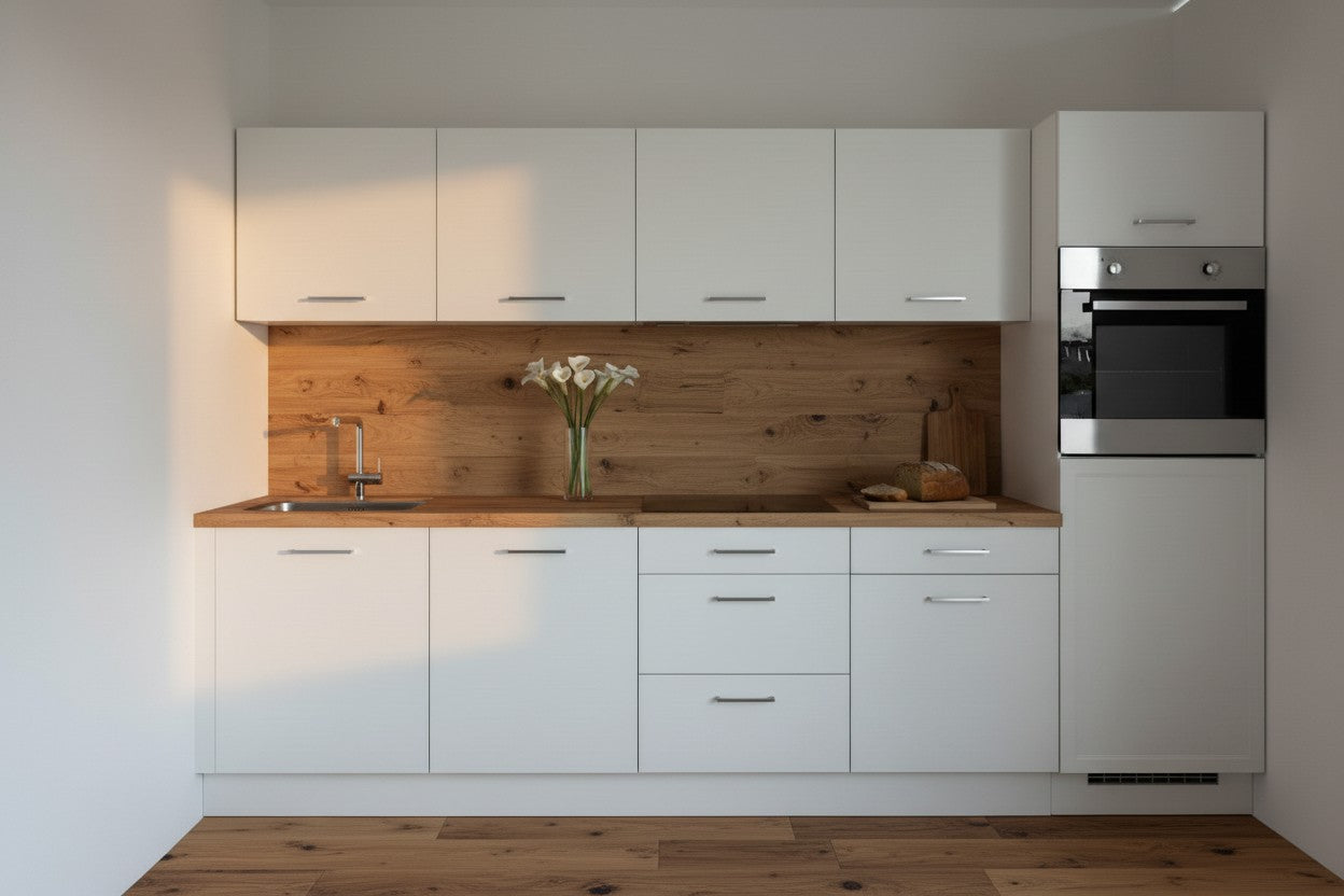 Moderne Einbauküche 300 cm – grau Matt – ohne Elektrogeräte