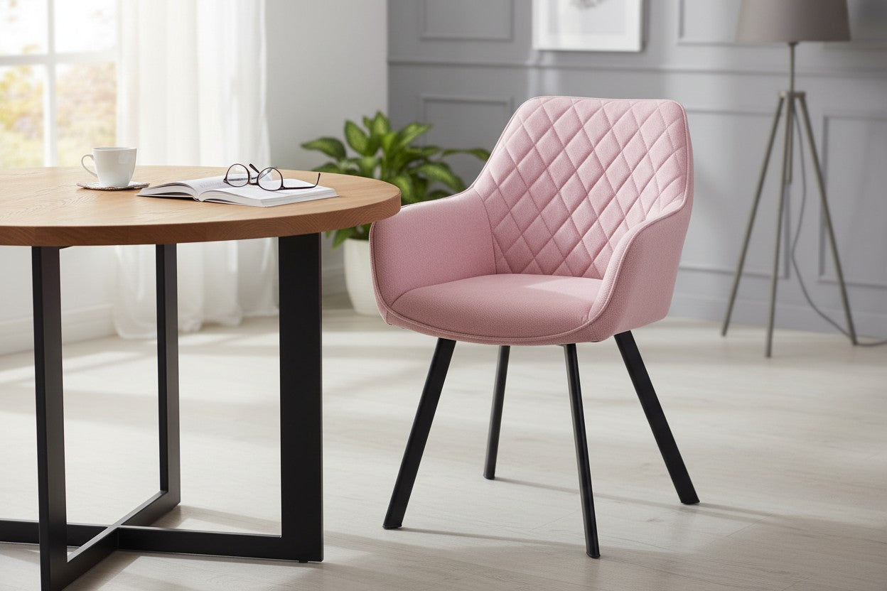 Esszimmerstühle Stühle Polsterstuhl mit Armlehnen – Rosa