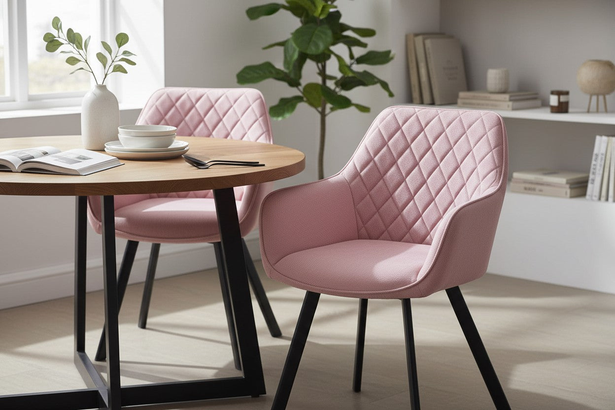 Esszimmerstühle Stühle Polsterstuhl mit Armlehnen – Rosa