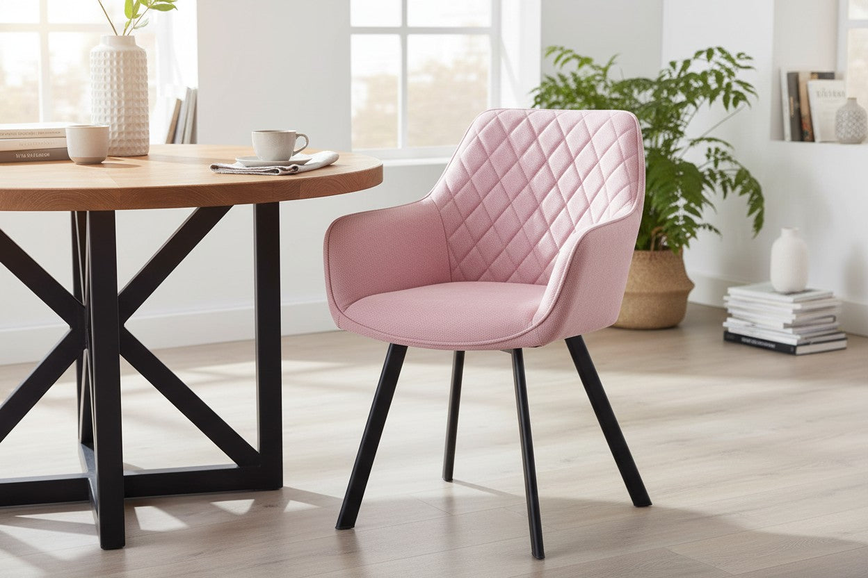 Esszimmerstühle Stühle Polsterstuhl mit Armlehnen – Rosa