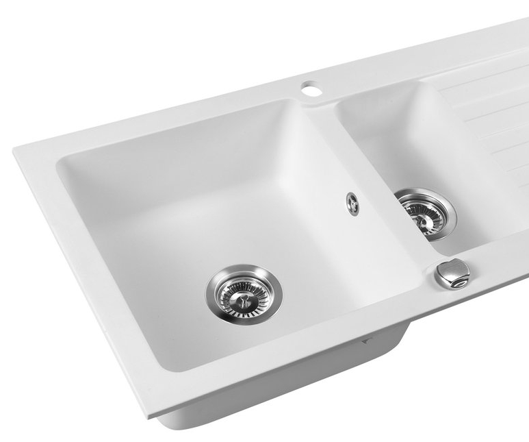 Küchenspüle Granit Weiß 96x48 cm Einbauspüle Spülbecken mit Abtro
