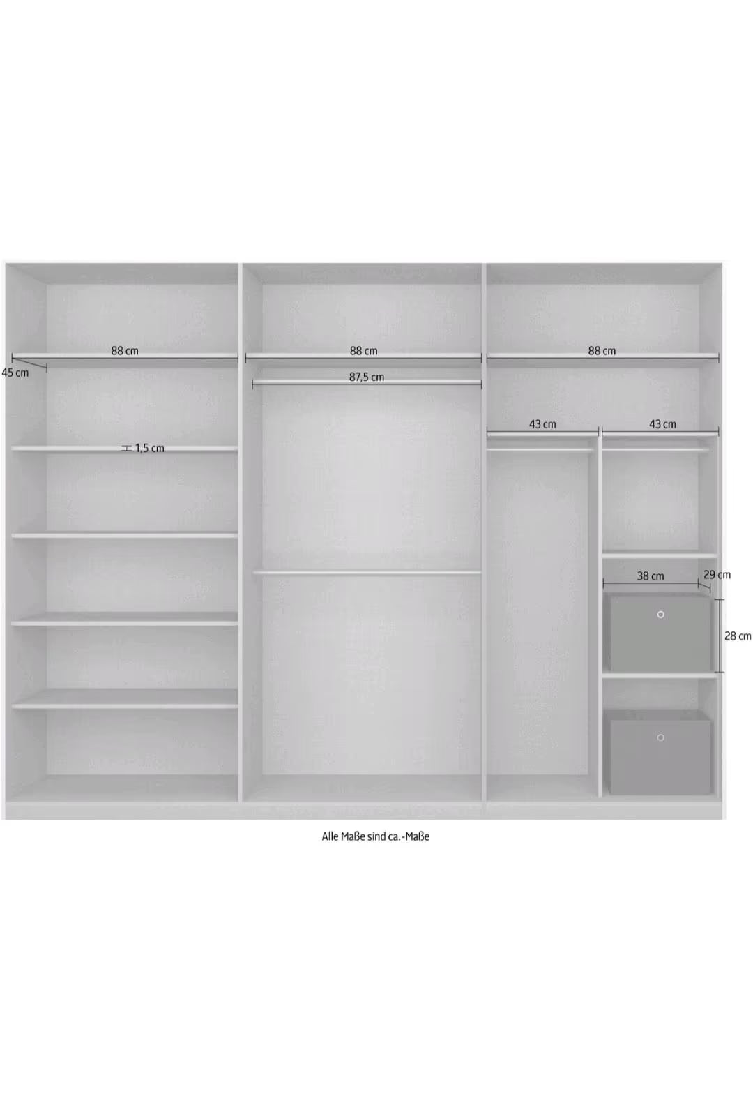 Kleiderschrank 271 cm Alpinweiß – viel Stauraum – Neuware