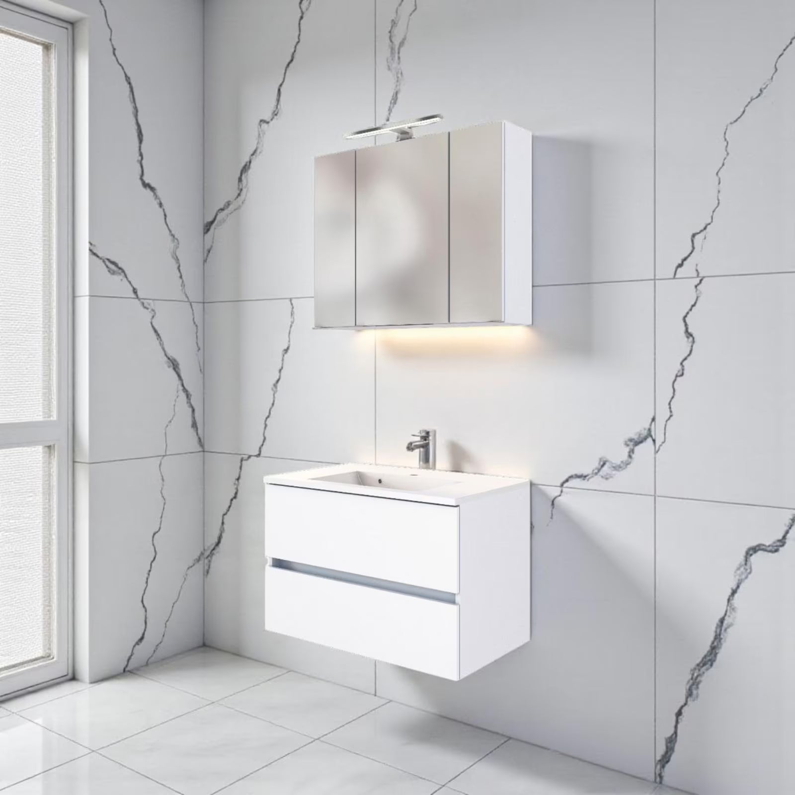 Badmöbel-Set Paris (Set, 2-St), Breite 80 cm, Softclose-Funktion
