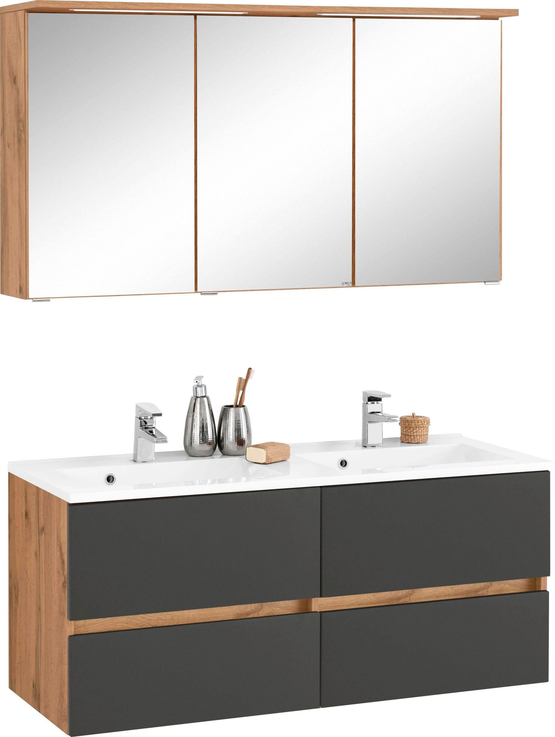 Badezimmermöbel Set – Waschtisch + Spiegelschrank (120 cm