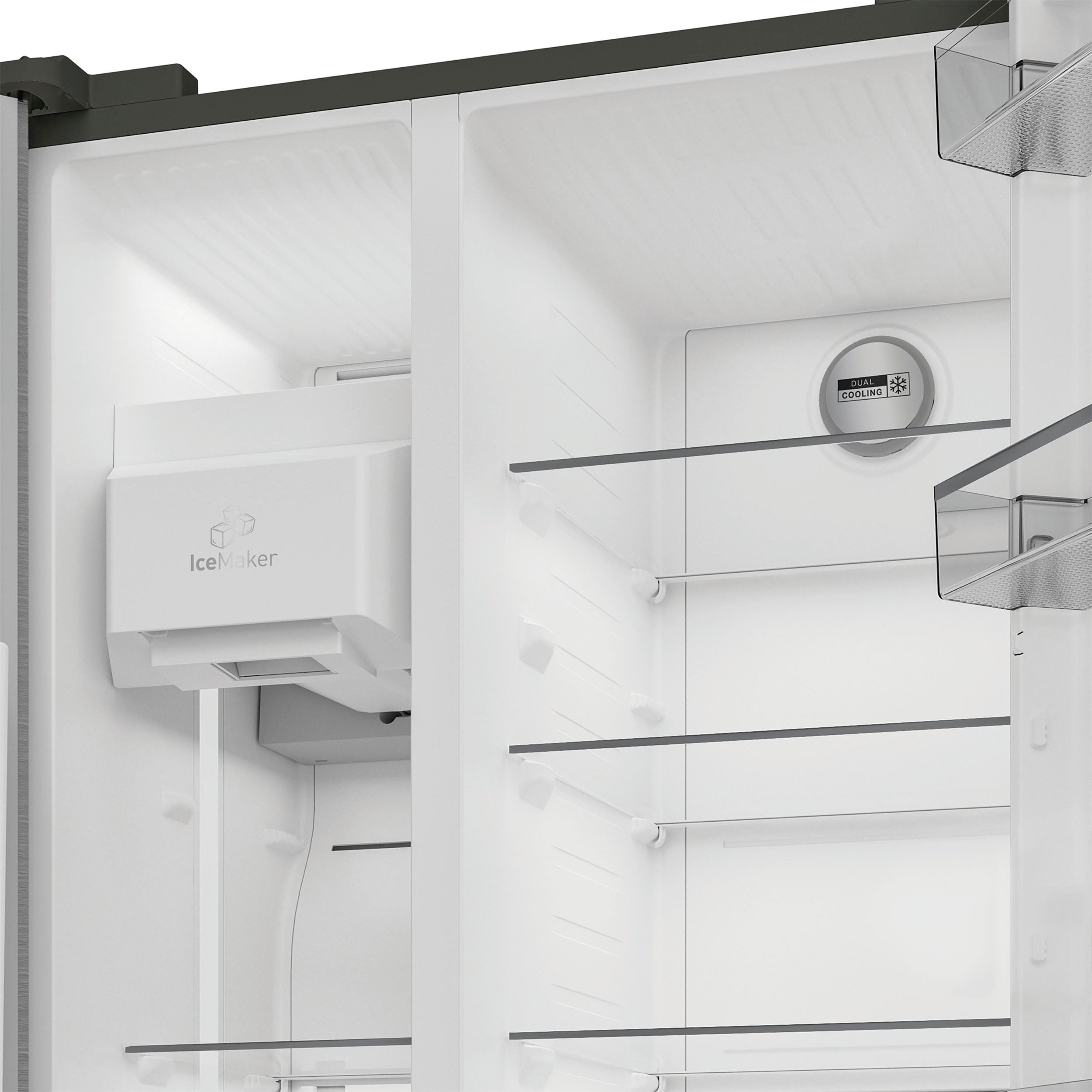 BAUKNECHT Side-by-Side Kühlschrank 578L Schwarz | NoFrost | Wasser- & Eiswürfelspender | Neu | Simo Möbel