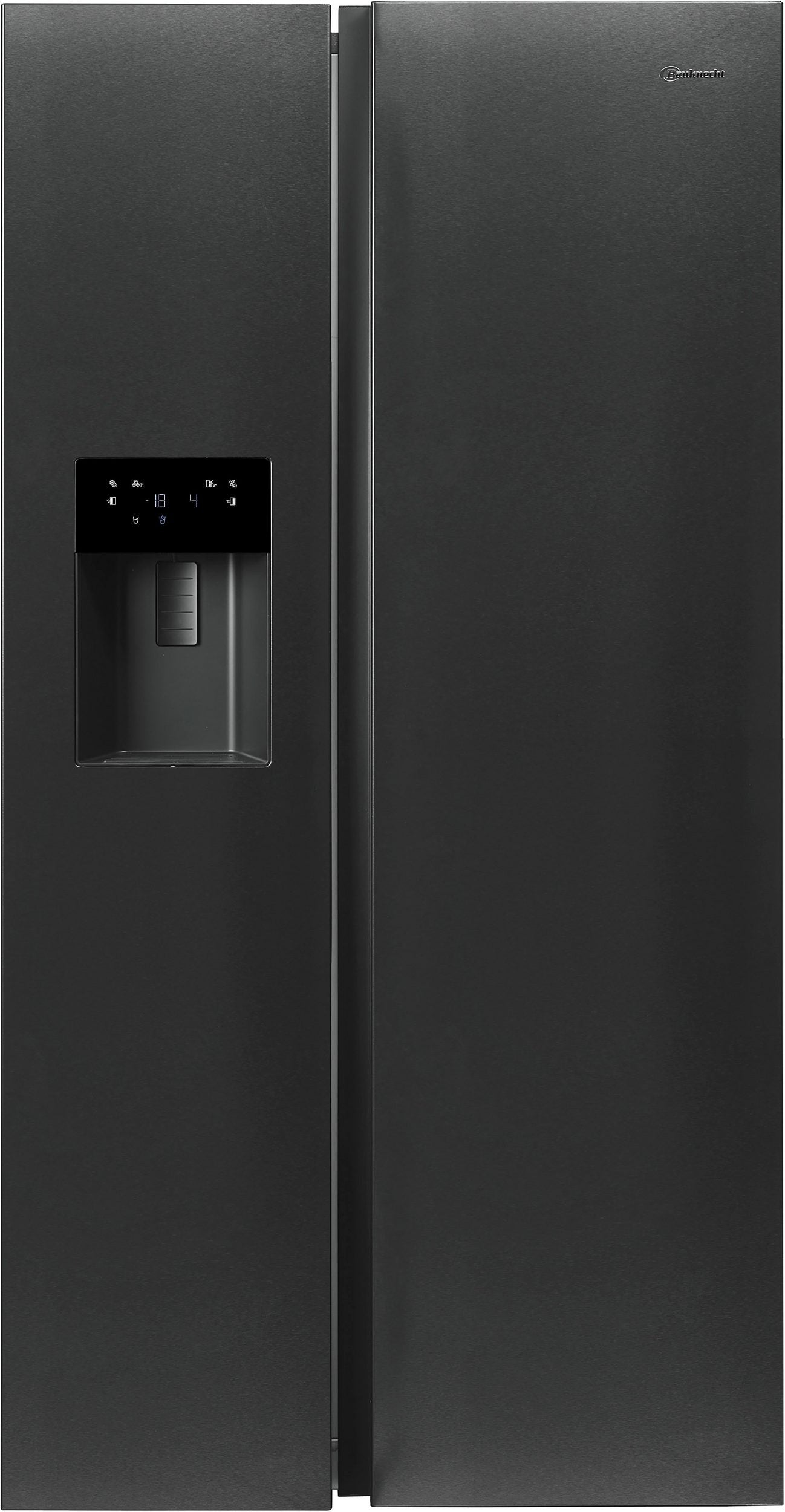 BAUKNECHT Side-by-Side Kühlschrank 578L Schwarz | NoFrost | Wasser- & Eiswürfelspender | Neu | Simo Möbel