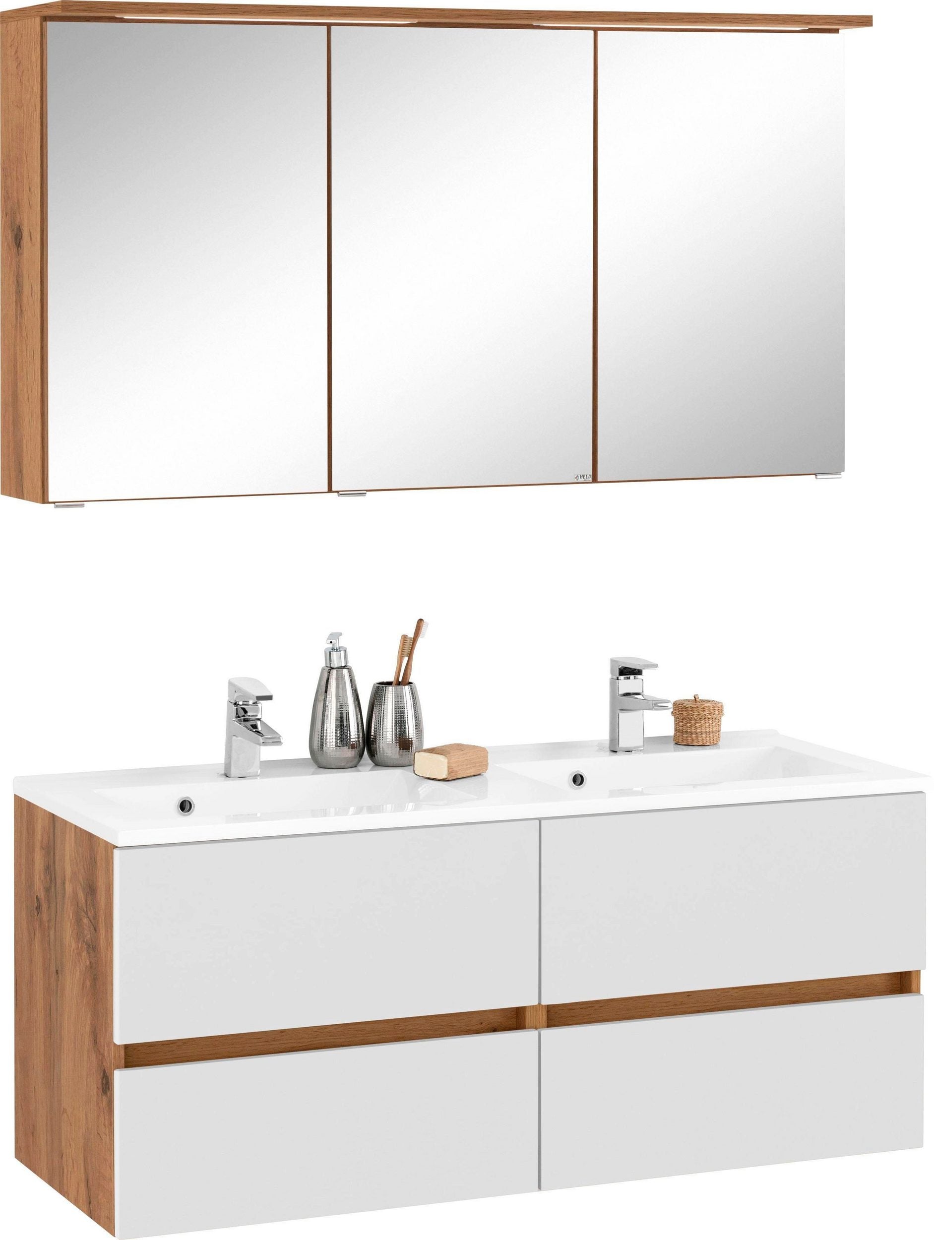 Badezimmermöbel-Set – 120cm Waschtisch & Spiegelschrank