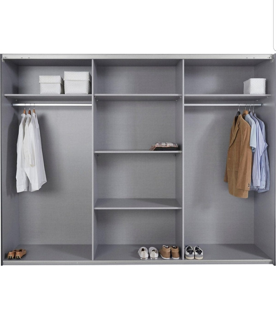 Kleiderschrankschrank Ezio Graphit Schwarze Glastür B/h/t: Ca. 270x210x62 Cm